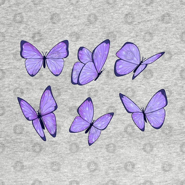 Winter cold blue butterfly sticker pack by Itsacuteart